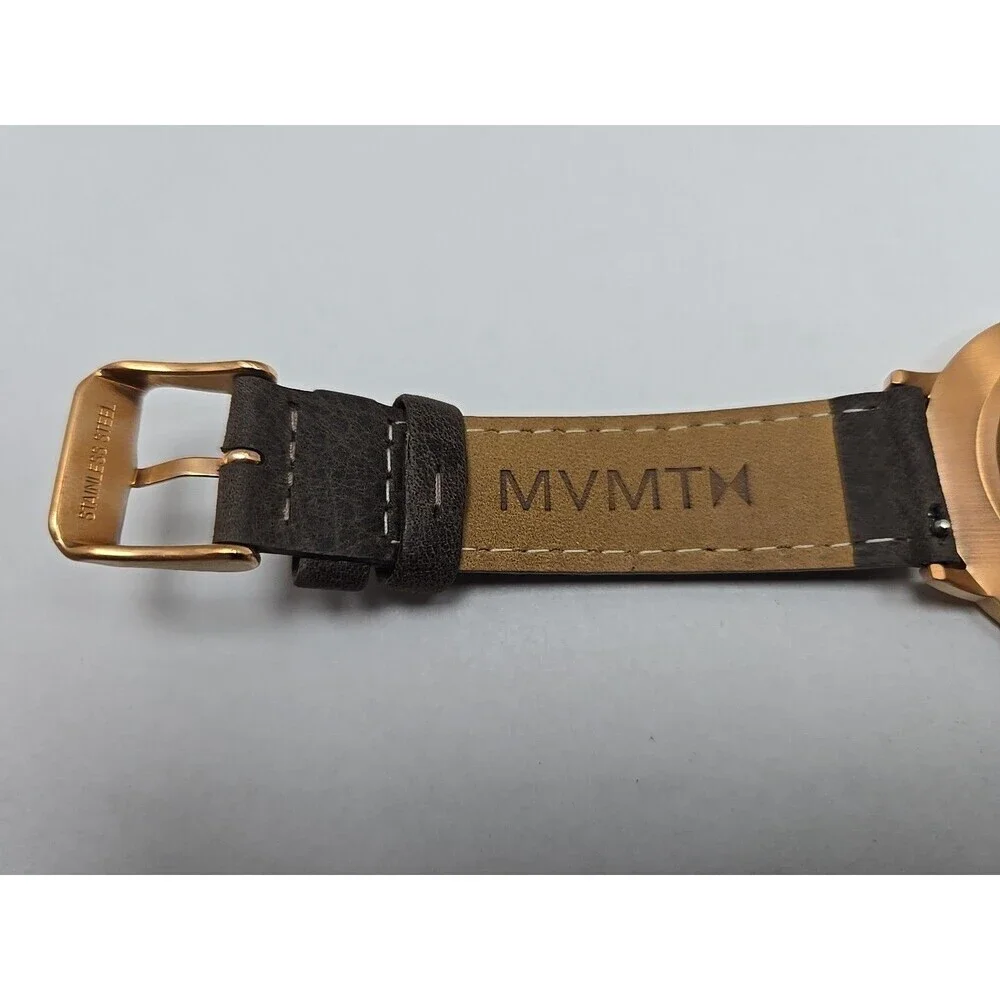 MVMT Boulevard Rosecrans 38mm Blush Dial Leather Quartz Watch New Battery